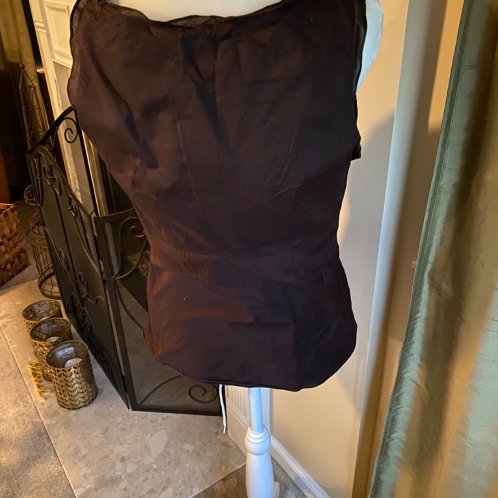 Anne Taylor Factory brown side zip tank blouse size 8 - Picture 2 of 6